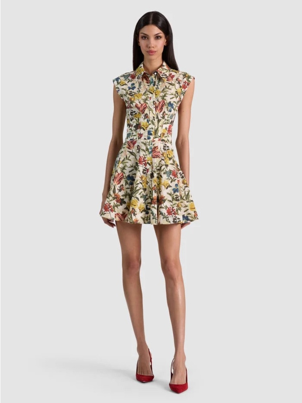 NEW Alice+Olivia KIM PANELED CORSET FLARED MINI SHIRT DRESS